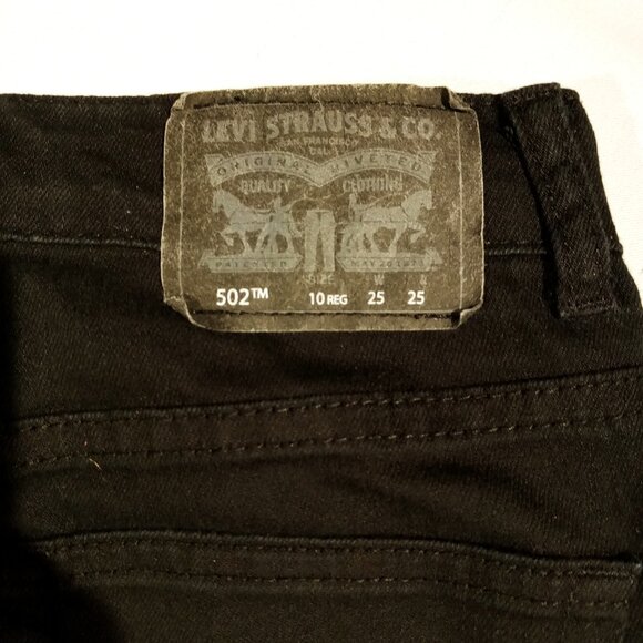 Levi's 502 Regular Taper Fit Jeans/Pants Boys 10 Black 25x25 Adj Waist GUC - Picture 9 of 11